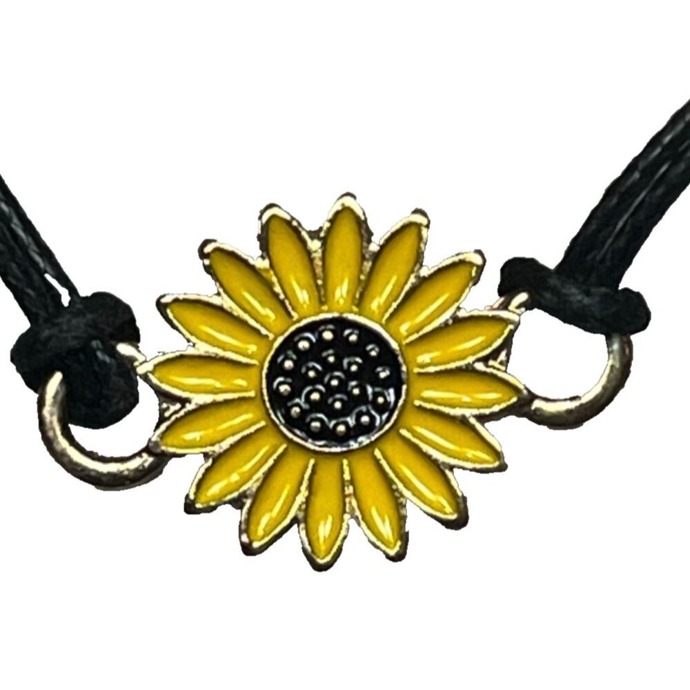 Sunflower‎ Charm Bracelet Yellow Enamel Bead Adjustable Lightweight Summer Vibes
